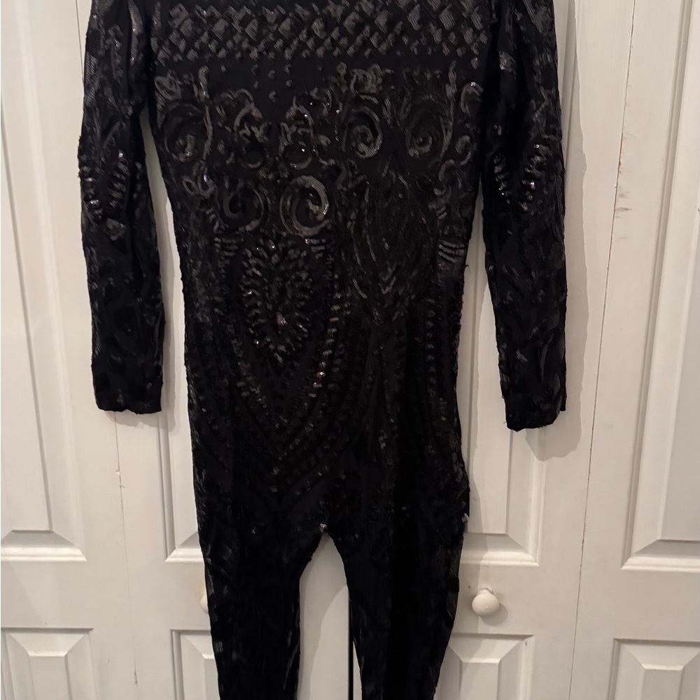 Elegant Black Sequin Jumpsuit